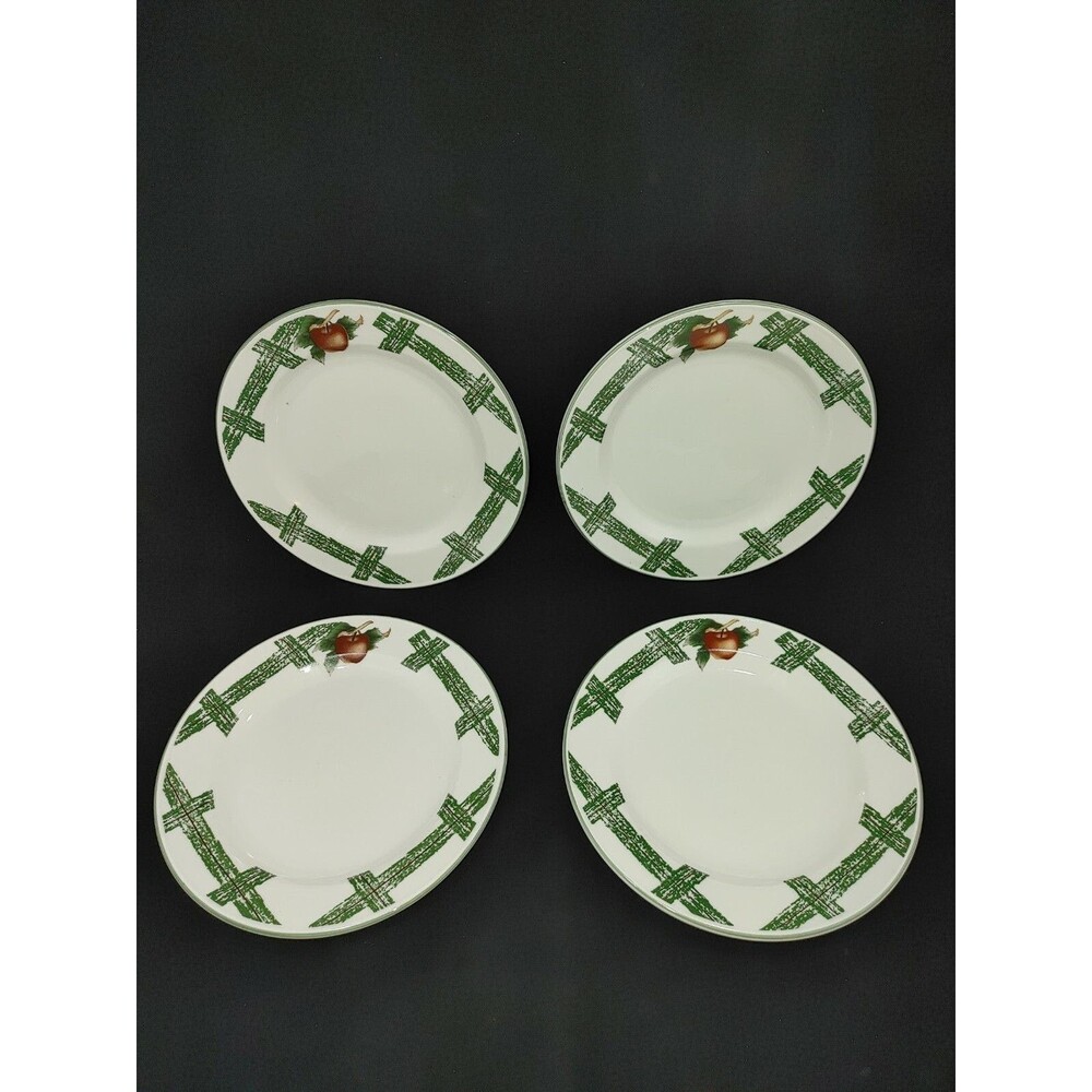 Citation Cades Cove Collection Apple Green Lattice 7.5" Salad Plates Set Of 4